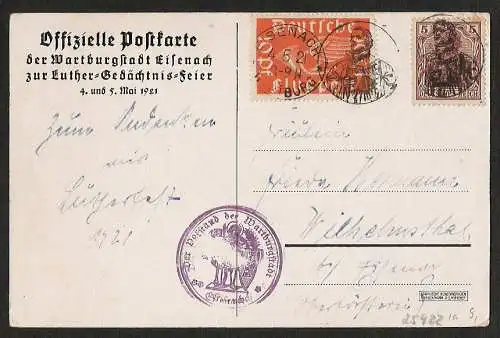 25422 AK Luther Wartburg Offizielle Postkarte Eisenach Luther Gedächtnis Feier