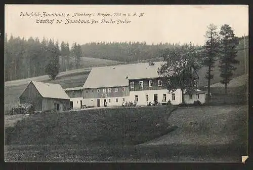 25395 Ansichtskarte Rehefeld Zaunhaus b. Altenberg Gasthof zum Zaunhaus datiert 1916