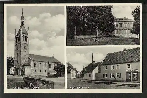 20196 Ansichtskarte Biere Kirche Henfsack Straße 1934 Schloß ?