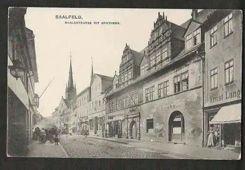 20328 Ansichtskarte Saalfeld Saalestrasse mit Apotheke Verlag Zedler & Vogel Darmstadt 1909