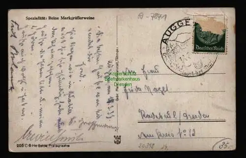 20398 AK Auggen in Baden Gasthaus Rebstock 1938 Verlag Gebr. Metz Tübingen