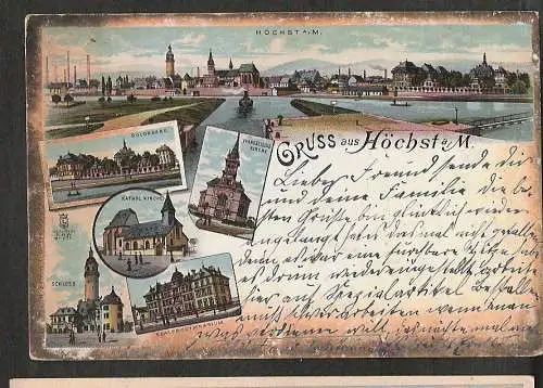 20458 Ansichtskarte Frankfurt Höchst am Main Litho 1900