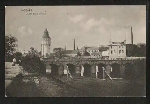 20420 AK Rastatt Brauerei C. Franz Obere Stauschleuse 1915