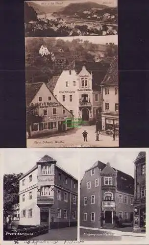 170361 2 Ansichtskarte Stadt Wehlen Eingang Basteiweg Schmuck´s Hotel Gathof Pötzscha Klemp