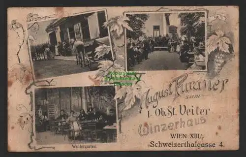 155349 AK Wien XIII. /7 Schweizerthalgasse 4 Winzerhaus Gaststätte 1912