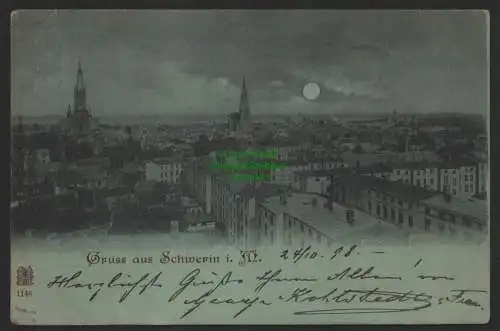 155342 AK Schwerin 1898 Mondscheinkarte Panorama