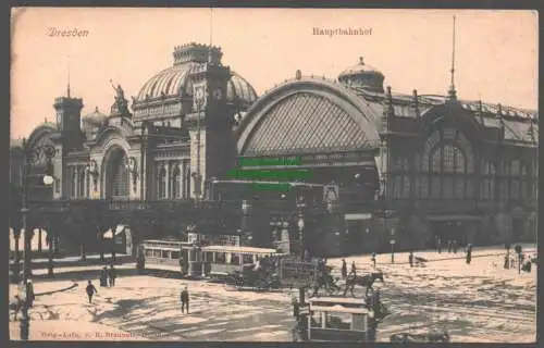 155435 AK Dresden Hauptbahnhof um 1910 Wiener Platz Verlag Brauneis 1652