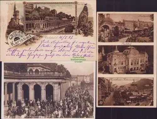 154935 3 AK Karlsbad Litho 1897 Colonade Müllerbrunnen 1927