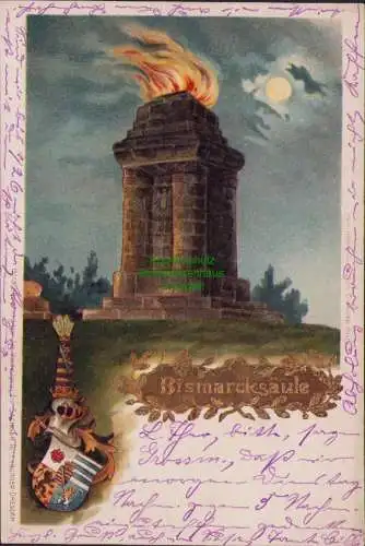 154884 AK Dresden Litho Bismarcksäule 1902 Wappen