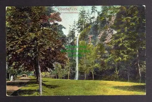 129945 Ansichtskarte Oberhof Triefsteinfelsen Wasserfall 1908 Hotel Tröster