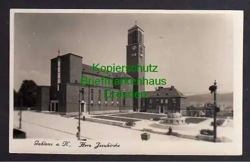 121043 Ansichtskarte Jablonec nad Nisou Gablonz an der Neiße Fotokarte Herz Jesukirche 1940