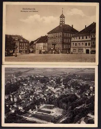 64234 2 AK Bischofswerda Markt Rathaus u 1925 Brockhaus Luftbild Fliegeraufnahme