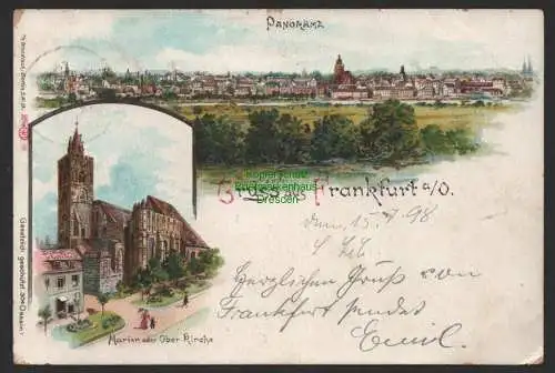 151954 AK Frankfurt Oder Litho 1898 Marien oder Oberkirche