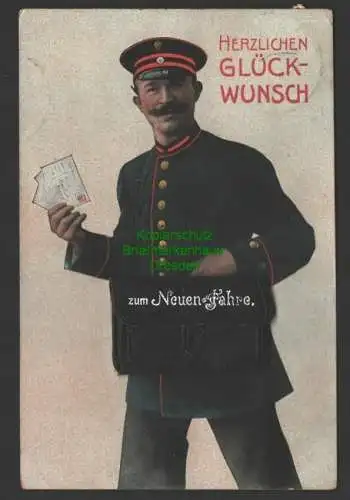 145547 AK Rucksackkarte mit Leporello Glückwunsch z. Neuen Jahre Schneeberg 1910