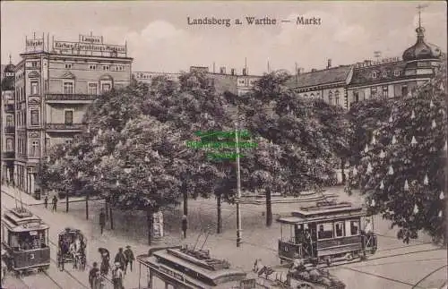 161677 AK Gorzow Wielkopolski Landsberg an der Warthe 1925 Markt Straßenbahnen