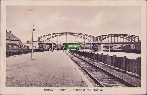 161650 AK Bütow i. Pomm. Bz. Köslin Bahnhof mit Brücke 1927