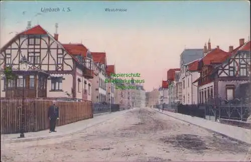 161690 AK Limbach i. S. Weststrasse 1909 No. 3274. Mitteldeutsche Kunstanstalt