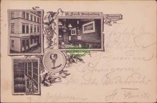 161726 AK Graudenz Wpr. 1900 Weinhandlung Seick Weinlager Stiefelzimmer