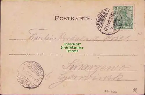 161726 AK Graudenz Wpr. 1900 Weinhandlung Seick Weinlager Stiefelzimmer