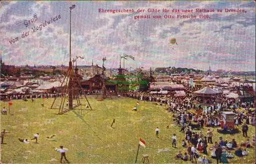 165414 AK Vogelwiese Dresden 1910 Offizielle Festpostkarte Bogenschützengilde