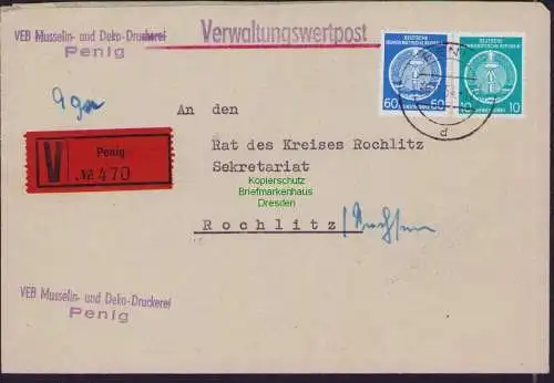 B-17896 Brief DDR Dienst Verwaltungswertpost Penig nach Rochlitz