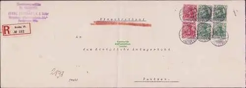 B-17910 Brief Aktenumschlag Dresden 1908 an das Königliche Amtsgericht Bautzen