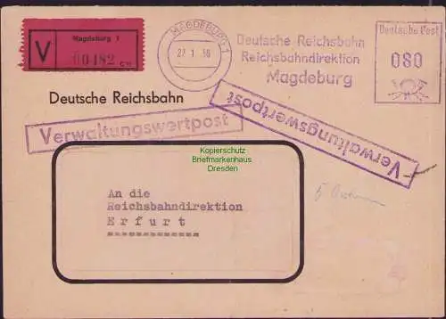 B-17897 Brief DDR Dienst Verwaltungswertpost Freistempel Magdeburg nach Erfurt