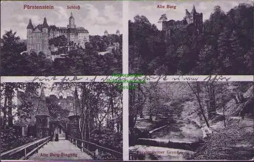 165567 AK Alte Burg Fürstenstein Schloß Fürstensteiner Grund Eingang 1918