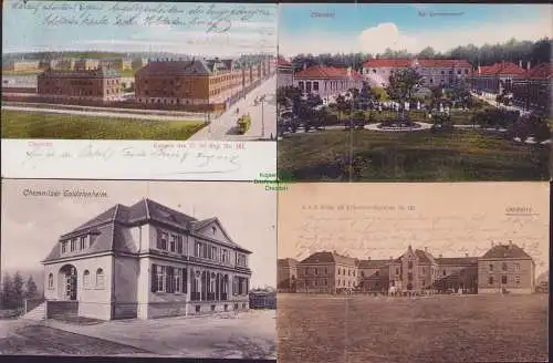 165657 4 AK Chemnitz Soldatenheim 1914 Kaserne 1913 Kgl. Garnisonlazarett 1915