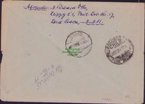 B-17843 Brief Leipzig 1951 nach Puerto Montt Chile DDR SBZ Marken 225 226