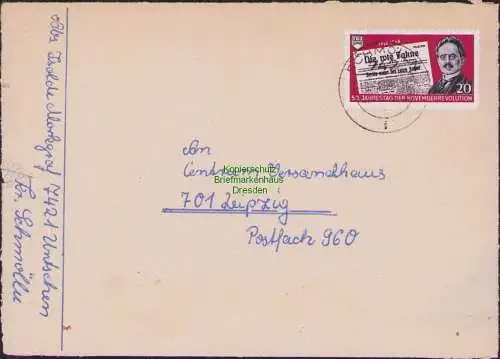 B-17874 Brief DDR 1969 Portobetrug FDJ Spendenmarke unbeanstandet Schmölln