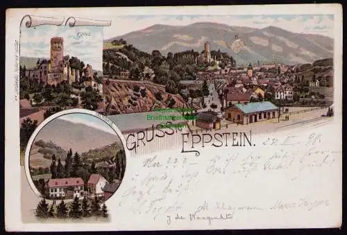 172209 AK Eppstein Taunus 1897 Litho Oelmühle Ruine Ort