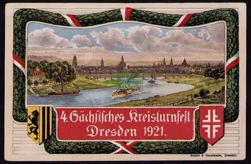 172204 AK Dresden 1921 4. Sächs. Kreisturnfest Festpostkarte Waldschlößchen SST