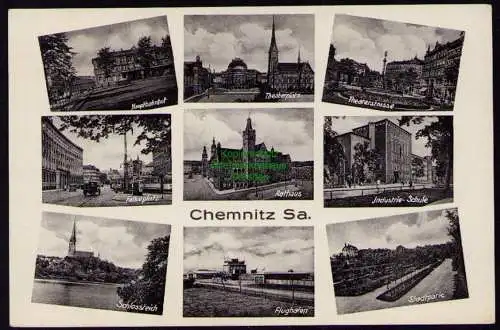 172202 AK Chemnitz um 1935 Hauptbahnhof Theaterplatz Industrie Schule Flughafen