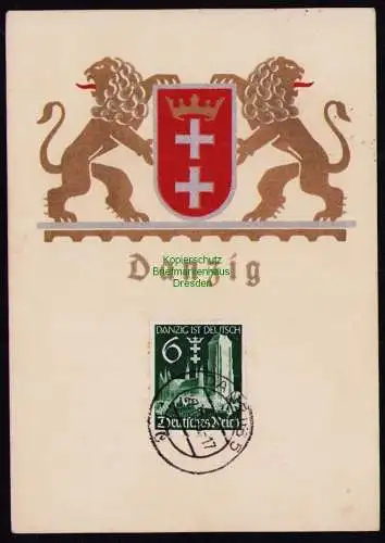 172197 Ansichtskarte Danzig Wappenkarte 1939