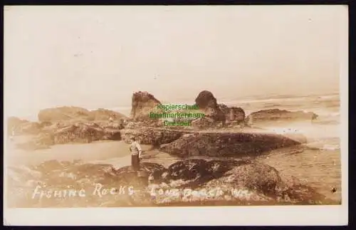 172183 AK Fotokarte USA 1927 Long Beach Washington Fishing Rocks