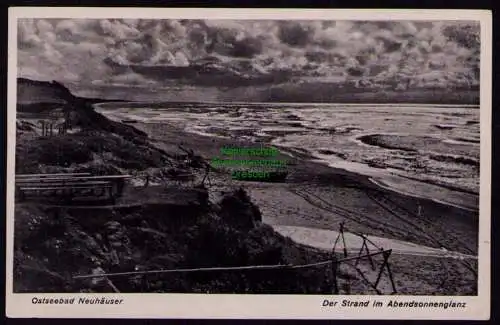 172162 Ansichtskarte Ostseebad Neuhäuser Pillau 1943 Strand im Abendsonnenglanz