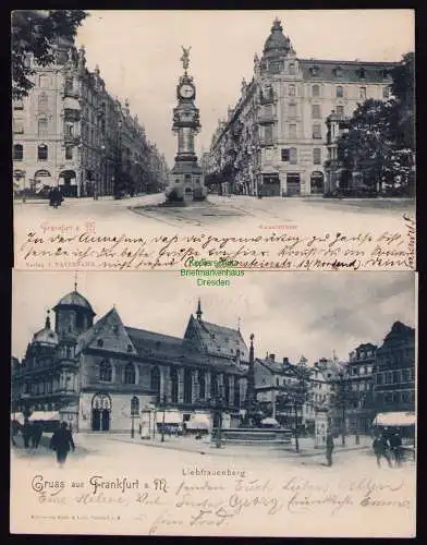 172130 2 AK Frankfurt Main 1897 Liebfrauenberg 1902 Kaiserstrasse