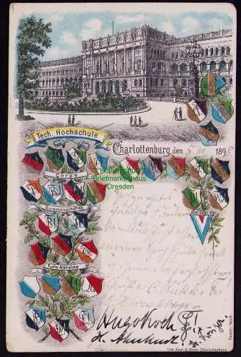 172129 AK Berlin Charlottenburg 1898 Hochschule Studentika Burschenschaften