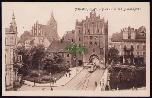 172096 AK Olsztyn Allenstein O.-Pr. Hohes Tor Jacobikirche Straßenbahn 1917