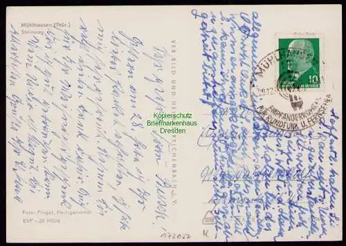 172057 AK Mühlhausen Thür. 1967 Steinweg Postamt Stadtcafe