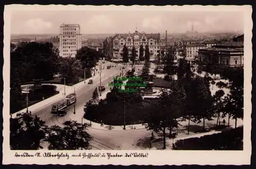 172016 AK Dresden Neustadt Fotokarte Albertplatz mit Gasthaus und Theater Volkes