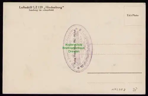 172008 AK Fotokarte Zeppelin Luftschiff LZ 129 Hindenburg Landung im Abendlicht