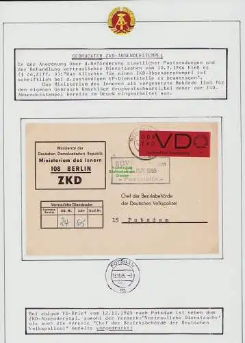 B50100 DDR gedruckter ZKD Absenderstempel und gedruckte Adresse nach Potsdam