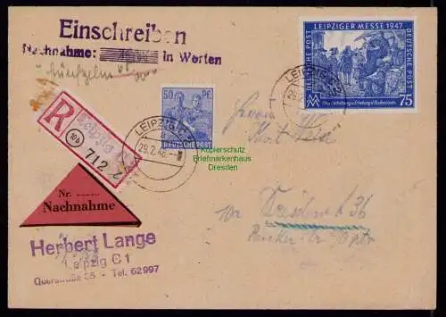 B18197 Alliierte Besetzung 955 966 Einschreiben Nachhahme 1948 SBZ