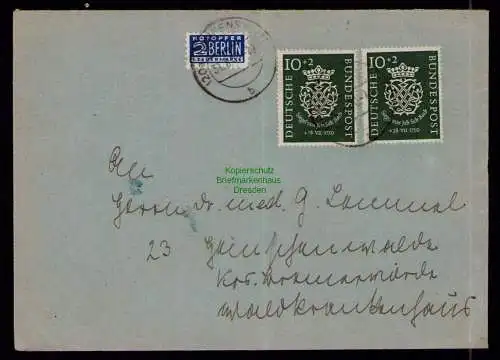 B18096 BRD 2x 121 Bach MeF Brief nach Bremervörde 1950