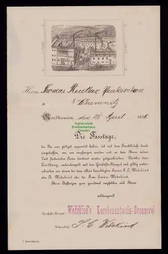 B17984 Faltbrief DR Deutsches Reich 1886 Stahlstich Wedekinds Kornbrantwein Bren