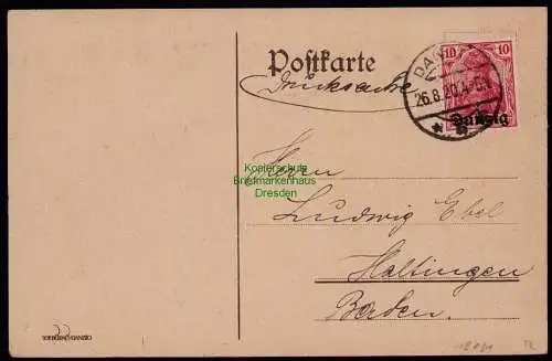 B18031 Postkarte Danzig 2 1920 nach Haltingen Baden mit gedruckter Offerte