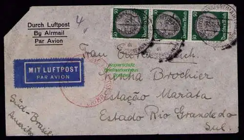 B18066 DR Luftpost Brief Frankfurt a. M. 1936 3x 525 MeF nach Rio Grande do Sul