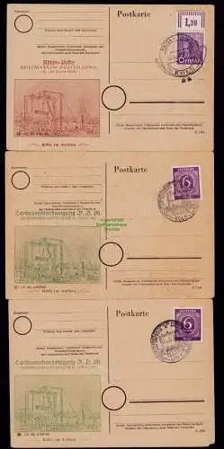 B18060 3x Postkarte Rhein Posta Köln im Aufbau 1947 + Tag der Deutschen Kunst